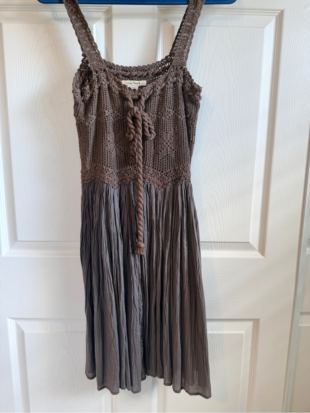 Free People Brown Crochet Midi Dress